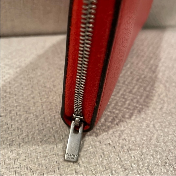 Celine Red Leather Zip Around Wallet - Picture 4 of 12